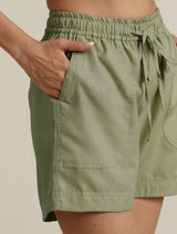 trueBrowns Mint Green Cotton Blend Shorts With Drawstring