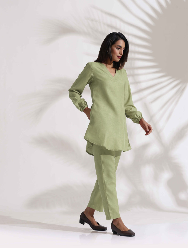 trueBrowns Green Cotton Blend Co-ord Set