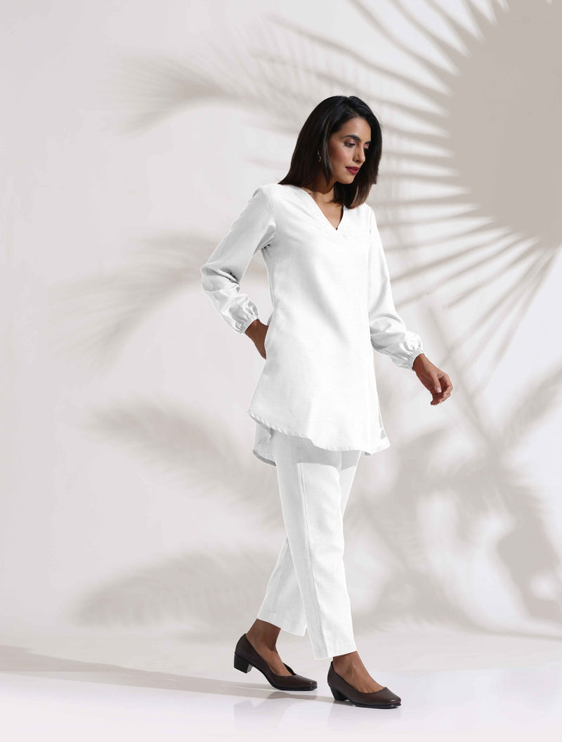 trueBrowns White Cotton Blend Co-ord Set