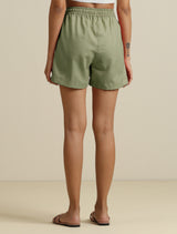 trueBrowns Mint Green Cotton Blend Shorts With Drawstring