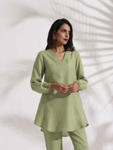 trueBrowns Green Cotton Blend Co-ord Set