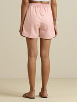 trueBrowns Light Pink Cotton Blend Shorts With Drawstring