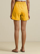 trueBrowns Yellow Cotton Blend Shorts With Drawstring