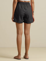 trueBrowns Grey Cotton Blend Shorts With Drawstring