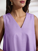 trueBrowns Lilac Cotton Blend Short Dress