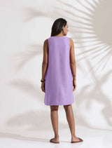 trueBrowns Lilac Cotton Blend Short Dress