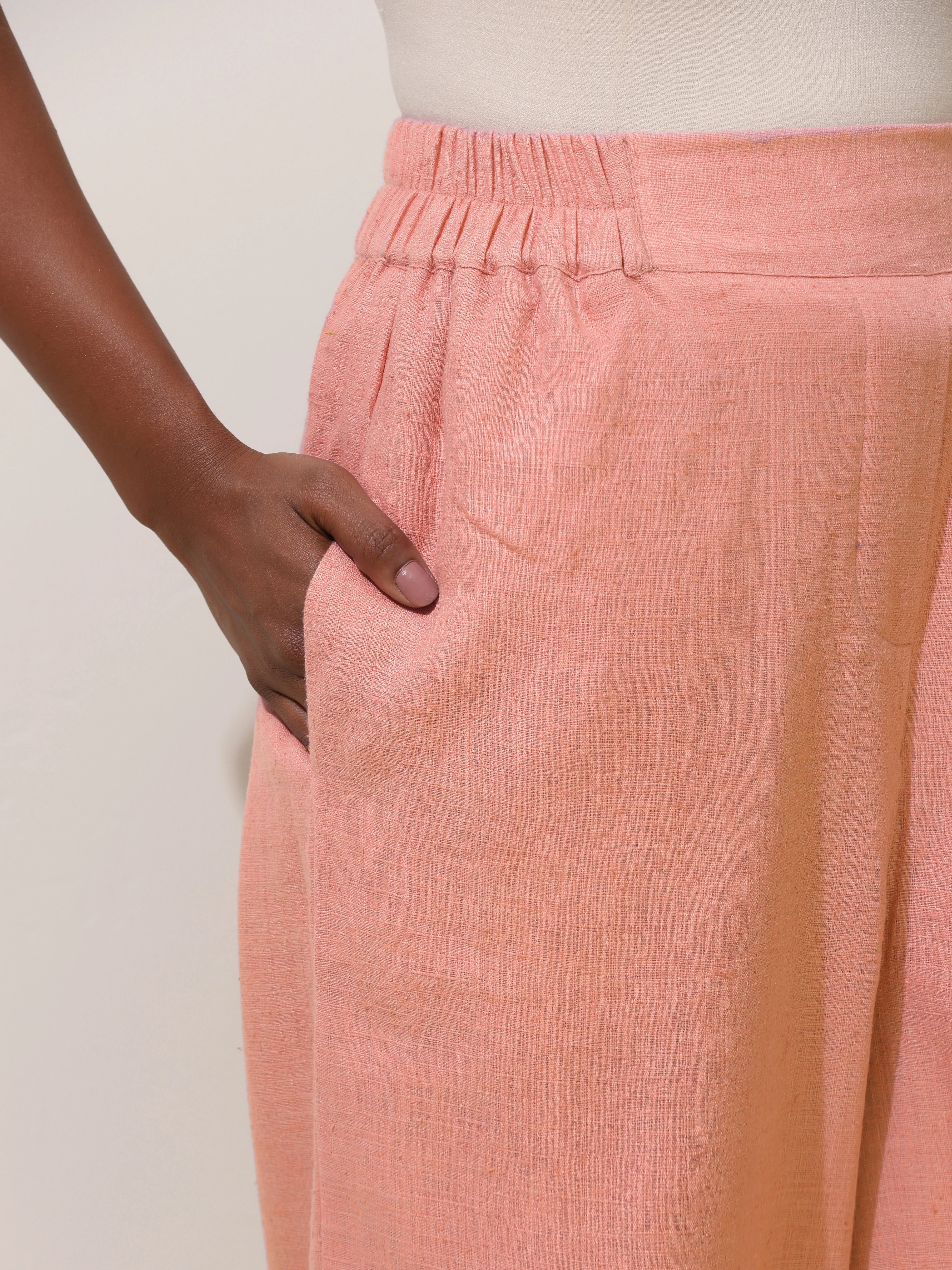 trueBrowns Camellia Pink Crochet Natural Cotton Co-ord Set