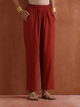 trueBrowns Rust Metallic Angrakha Kurta Set