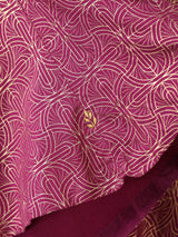 trueBrowns Magenta Gold Foil Print Muslin Silk Asymmetric One-Shoulder Kurta Co-ord Set