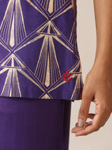 trueBrowns Purple Rose-Gold Foil Print Jacket and Flared Pants Co-ord Set