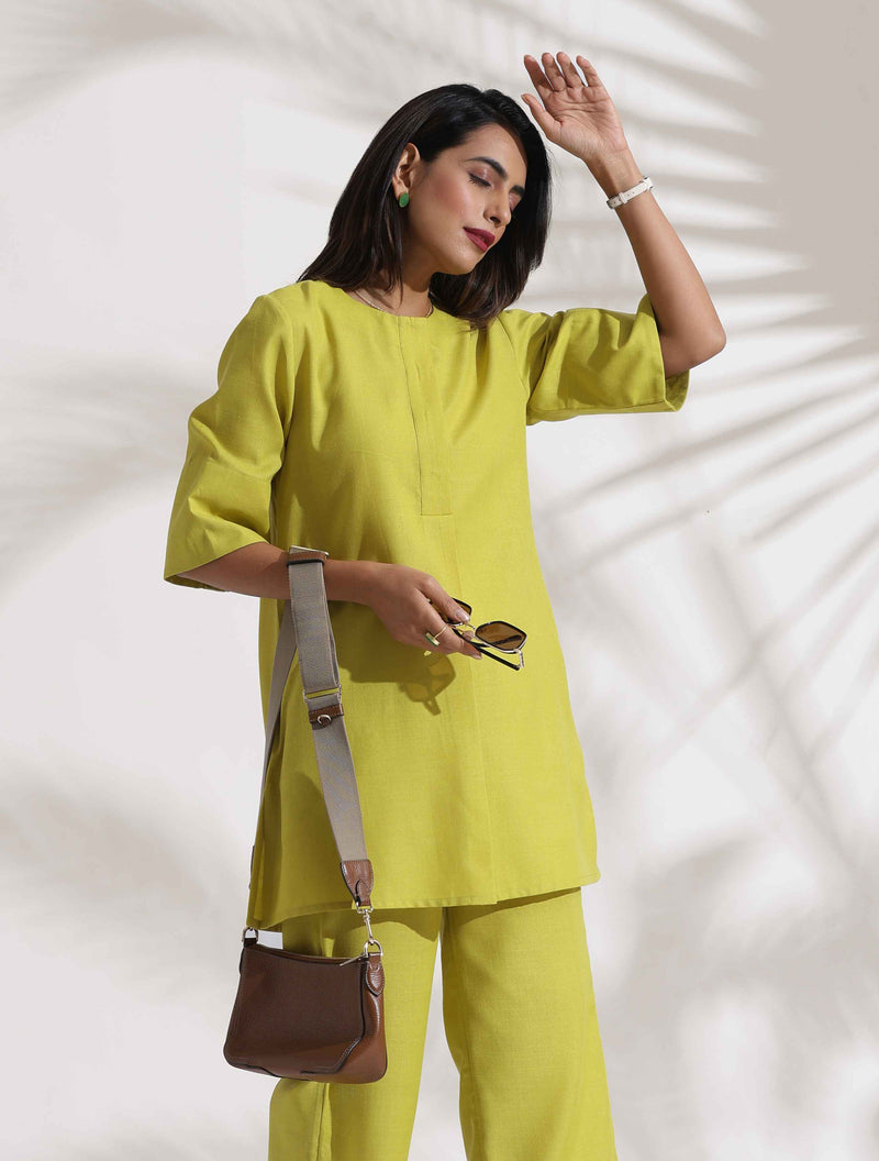 trueBrowns Lime Slub Co-ord Set
