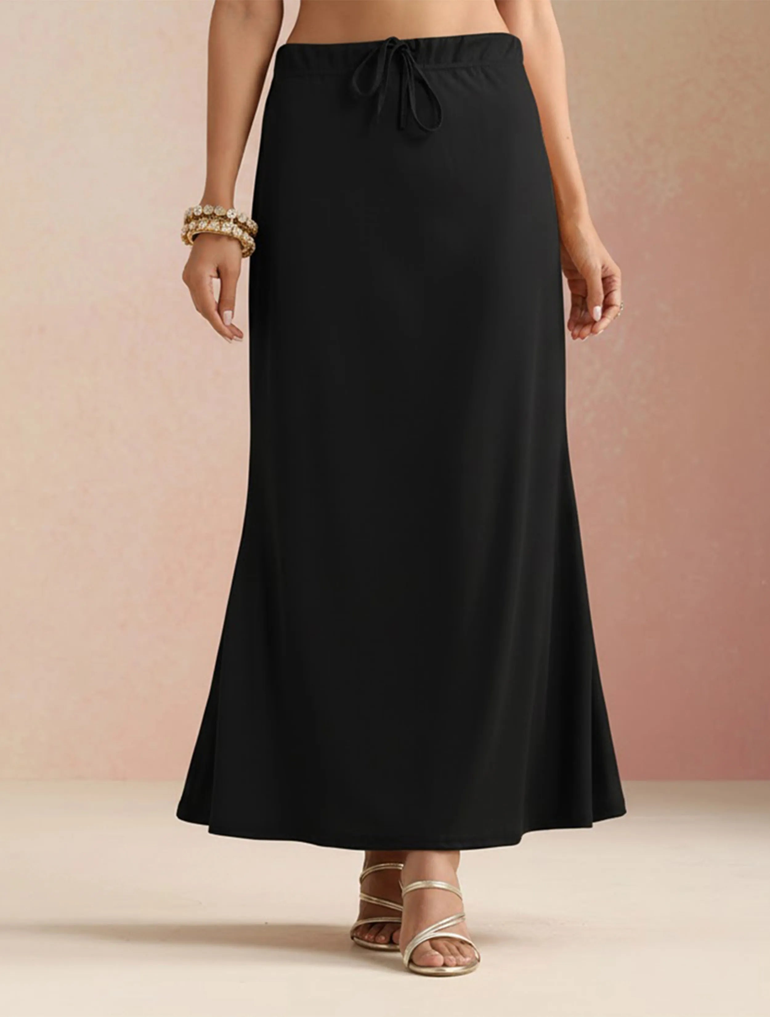 trueBrowns Black Petticoat Saree Shapewear