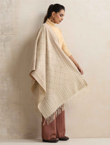 trueBrowns Beige Geometric Woollen Stole