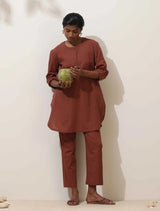 trueBrowns Brown Cotton Kurta Co-Ord Set
