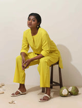 trueBrowns Lime Cotton Kurta Co-Ord Set