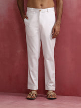 trueBrowns Men's White Cotton Twill Pant