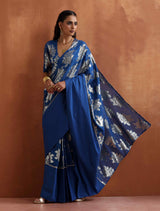 trueBrowns Blue Metallic Ready To Wear Saree