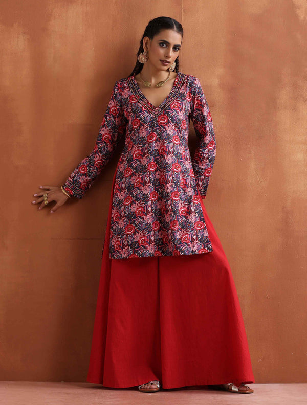 trueBrowns Pink Print Sharara Set