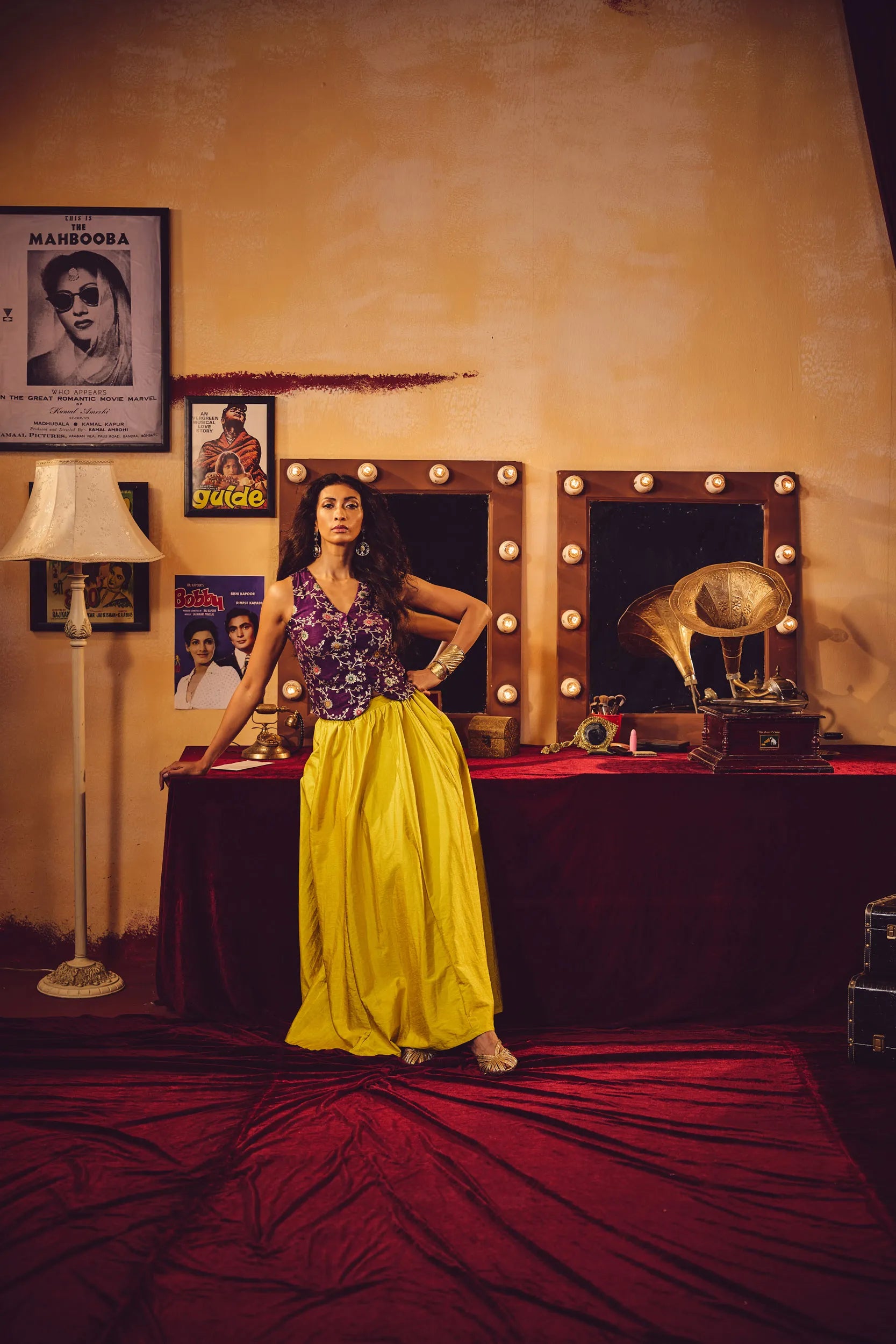 trueBrowns Purple Brocade Jacket Skirt Co-ord Set