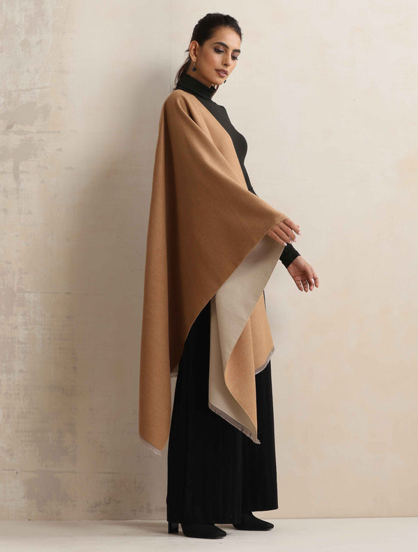 trueBrowns Brown Reversible Solid Woollen Stole