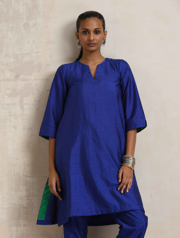 trueBrowns Blue Silk Kurta Co-ord Set