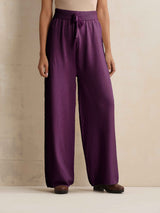 trueBrowns Purple Woollen Flared Pants