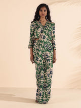 trueBrowns Green Muslin Ikat Saree