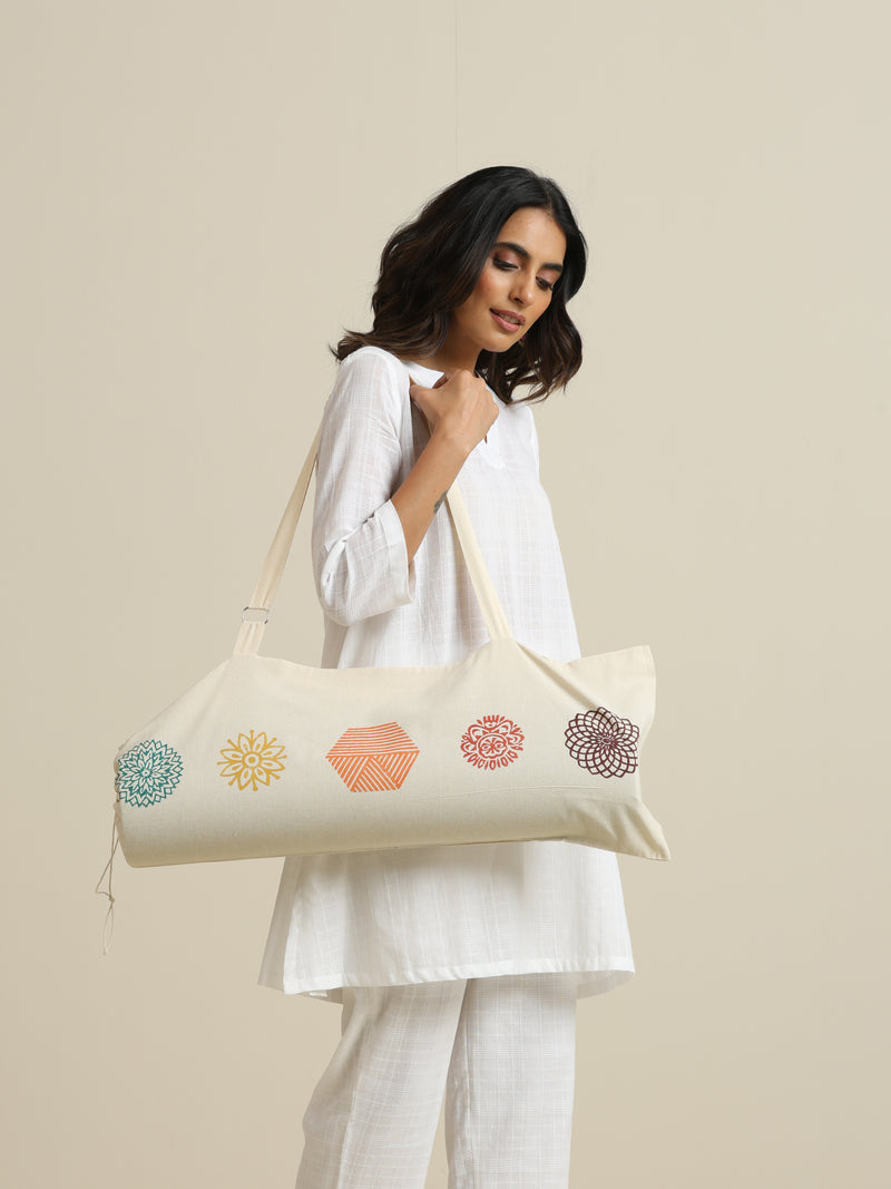 trueBrowns Off White Yoga Bag
