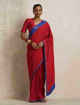 trueBrowns Red Silk Ready To Wear Saree