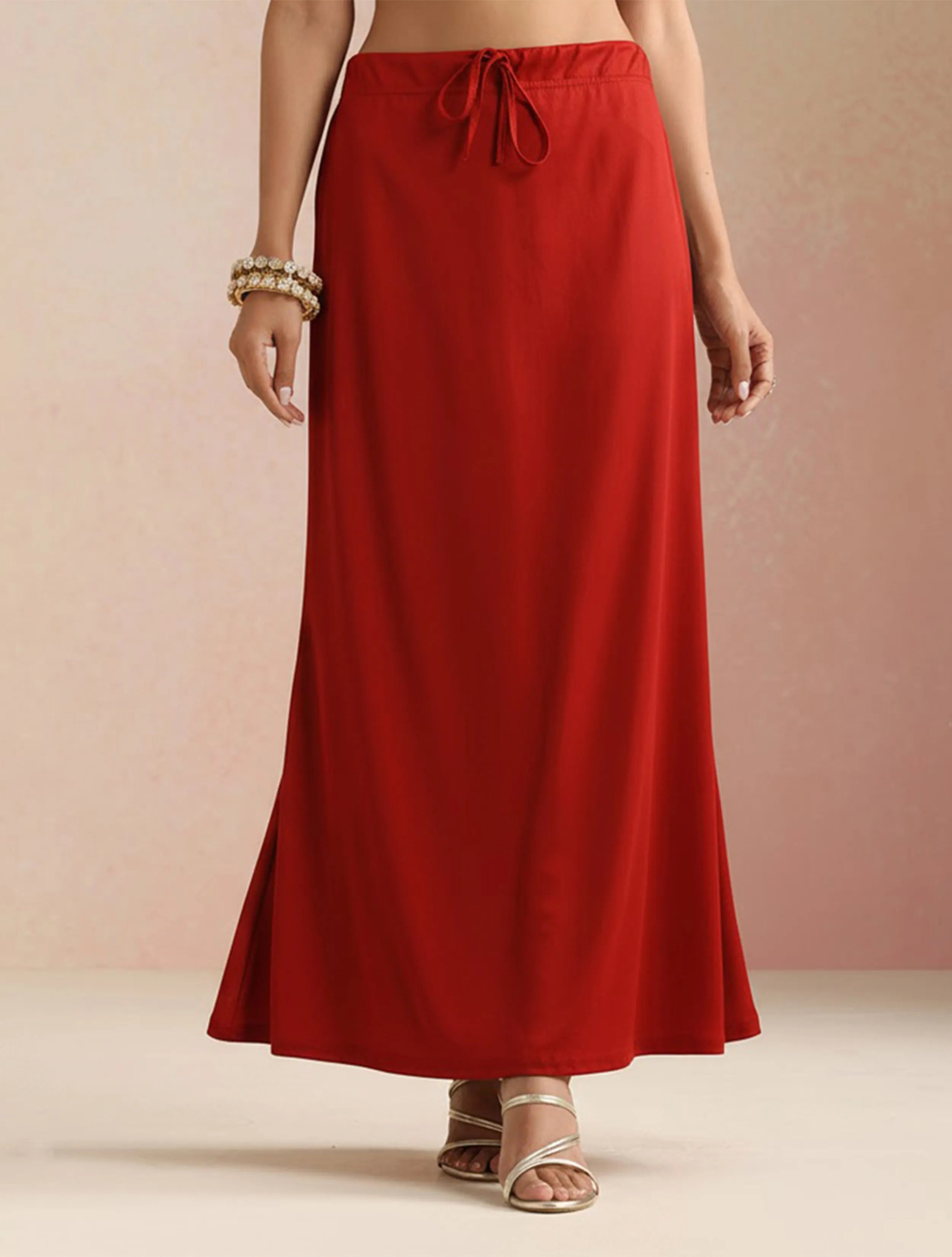 trueBrowns Red Petticoat Saree Shapewear