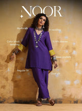 trueBrowns Purple Muslin Silk Co-ord Set