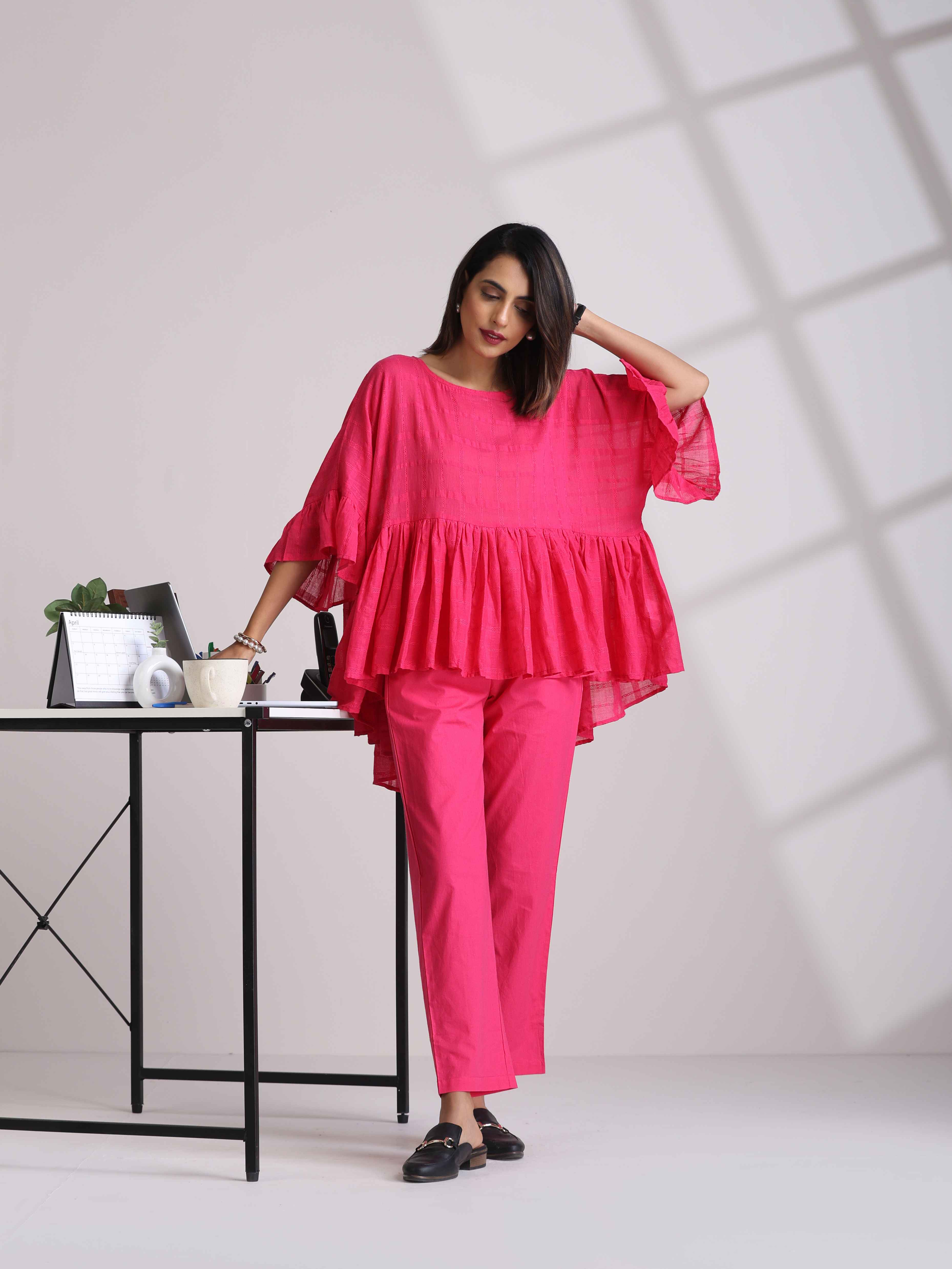 trueBrowns Pink Cotton Co-ord set