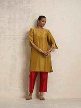 trueBrowns Gold Tissue Kurta Co-ord Set