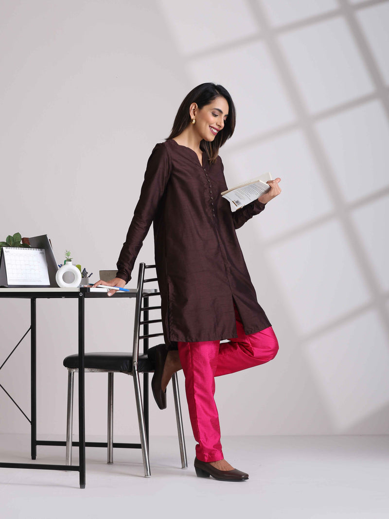 trueBrowns Cola Silk Kurta Co-ord Set