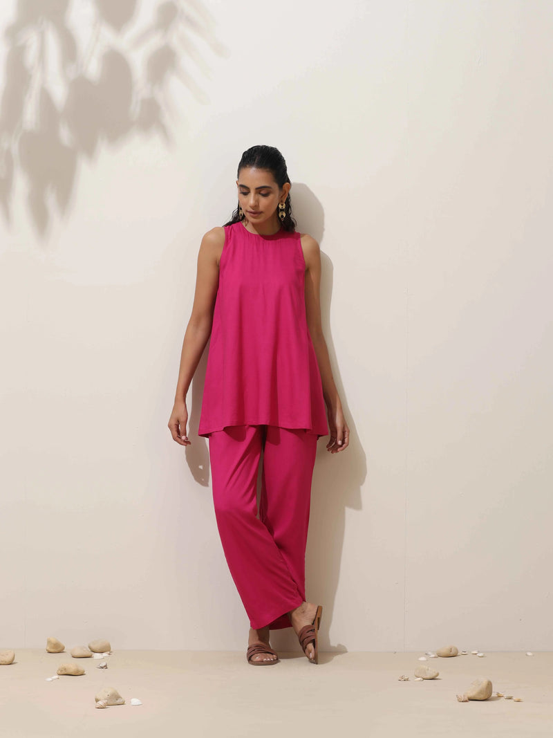 trueBrowns Pink Viscose Co-ord Set