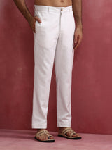 trueBrowns Men's White Cotton Twill Pant