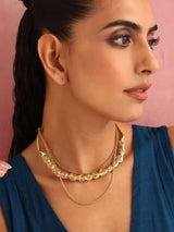 trueBrowns Brass Rose Layered Necklace