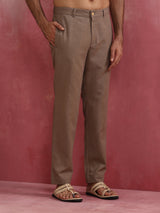 trueBrowns Men's Beige Cotton Twill Pant