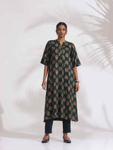 trueBrowns Green Foil Print Cotton Kurta Set