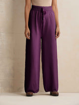 trueBrowns Purple Woollen Flared Pants