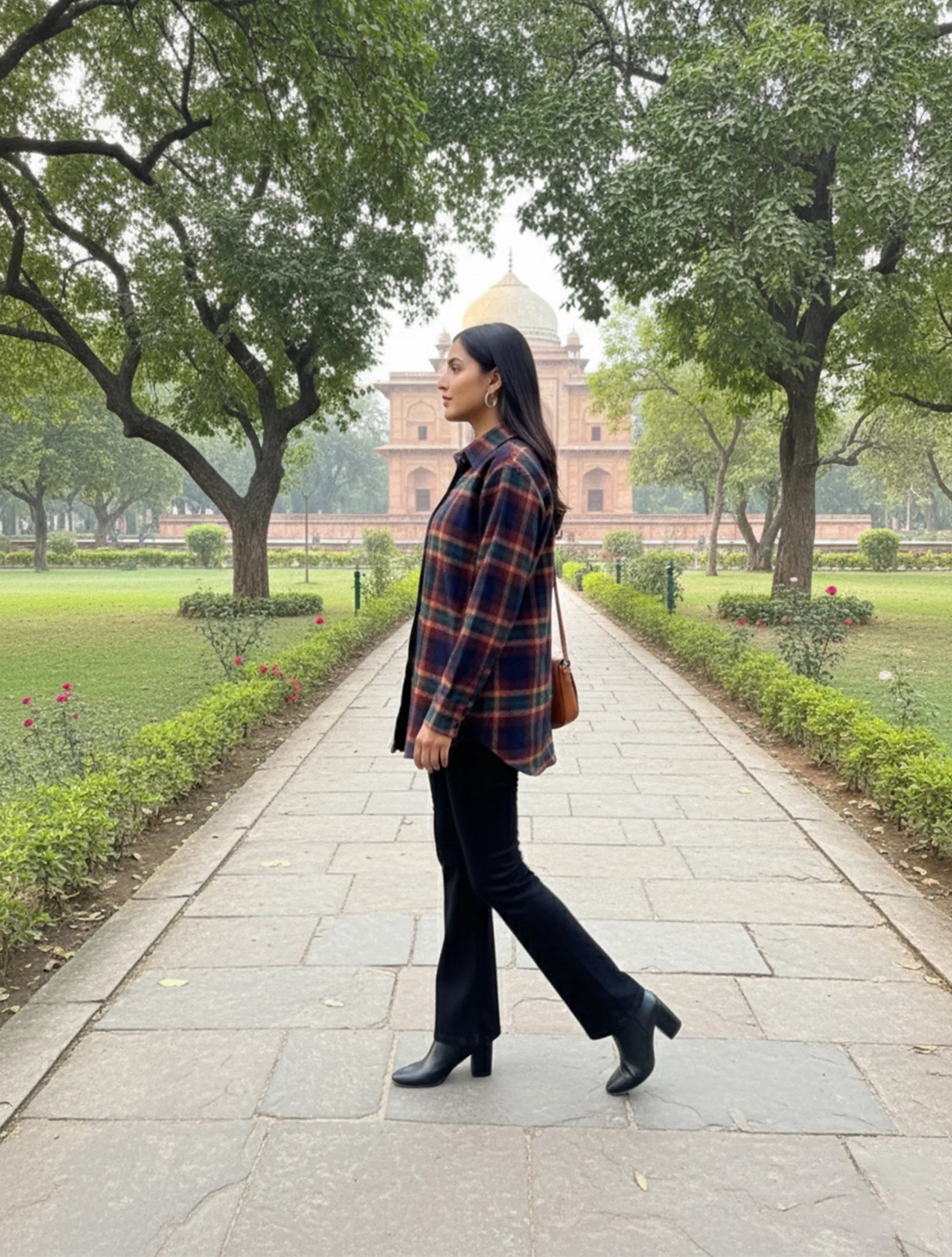 trueBrowns Navy Check Woollen Shirt Top