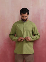 trueBrowns Men's Green Cotton Shirt