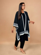 trueBrowns Black Woollen Kaftan Cape