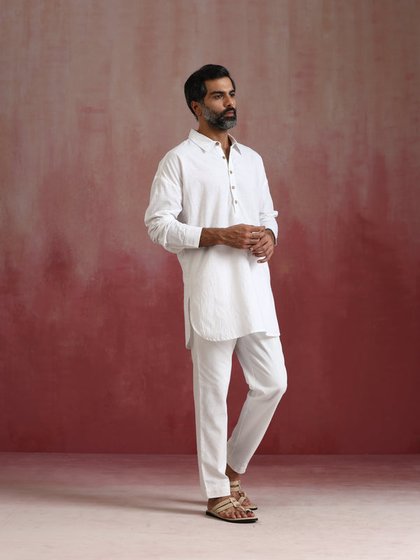 trueBrowns Men's White Cotton Co-ord set