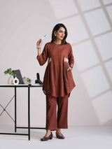trueBrowns Brown Cotton Dobby Co-ord set