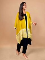 trueBrowns Yellow Woollen Kaftan Cape