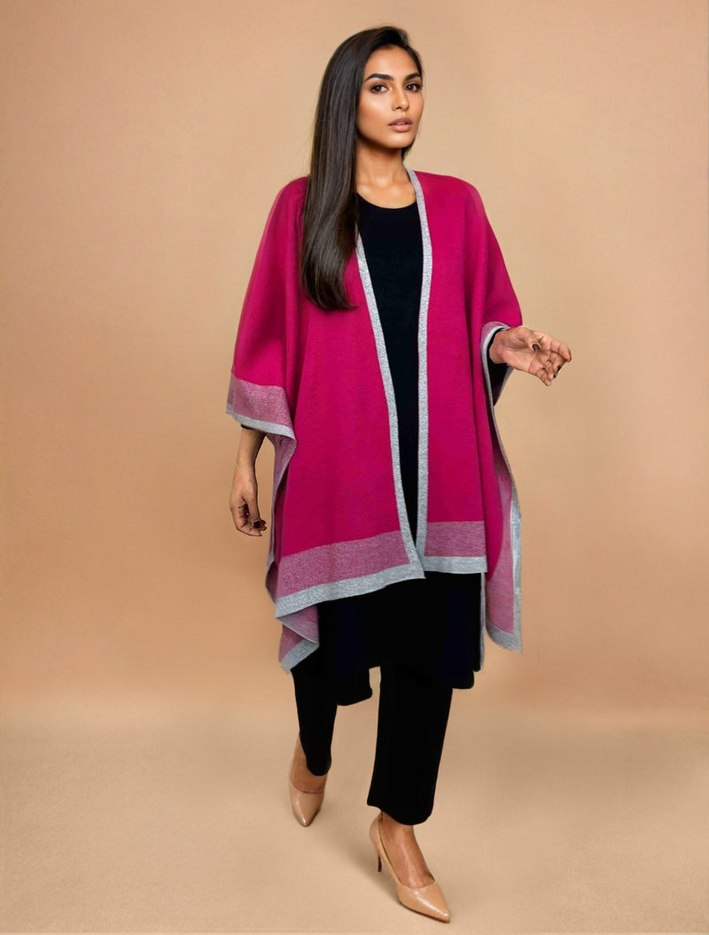 trueBrowns Pink Woollen Kaftan Cape