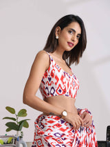 trueBrowns Carrot Muslin Ikat Sleeveless Blouse