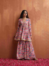 trueBrowns Orange Print Sharara Set