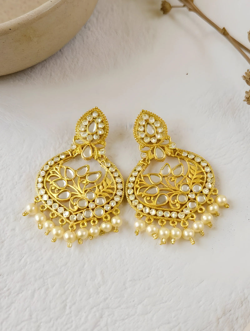trueBrowns Mirror And Pearl Chandbali Earrings